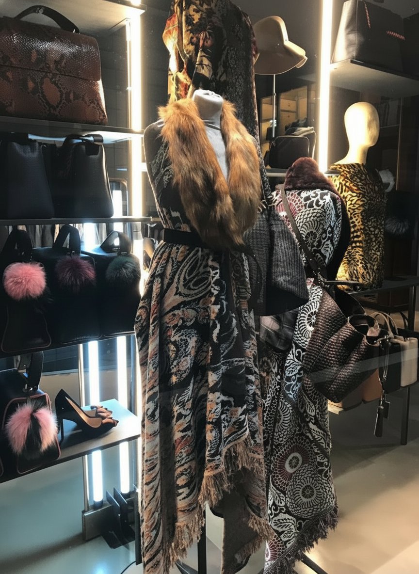 Un'armonia di texture e stampe audaci, dove l'eleganza si rivela in ogni dettaglio, invitando a scoprire la collezione.