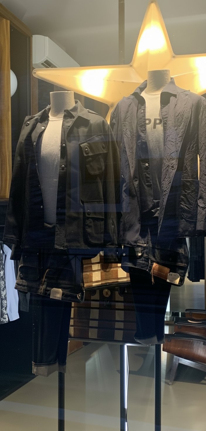 Dettagli di stile e silhouette contemporanee in vetrina.