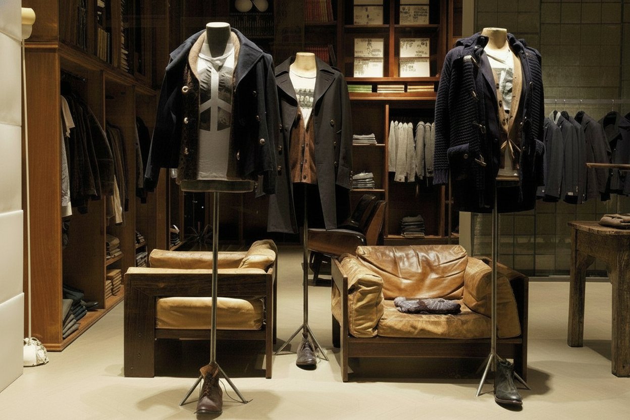 L'atmosfera avvolgente del nostro spazio uomo, un invito a scoprire l'eleganza senza tempo.