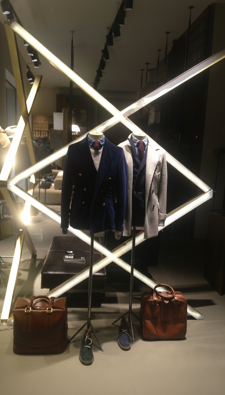 Un'istantanea di stile: capi sartoriali e accessori in pelle, espressione dell'eleganza maschile nella nostra boutique.
