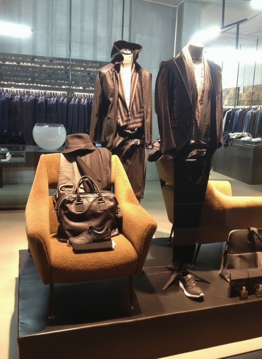 Dettagli di stile e accessori esclusivi per l'uomo contemporaneo, in un'atmosfera di raffinata eleganza.